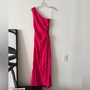 Hello Molly One-Shoulder Hot Pink Maxi Dress